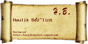Haulik Bálint névjegykártya